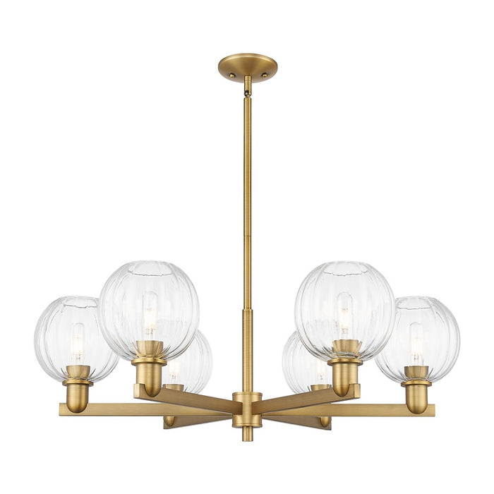 Innovations Preston 6Lt 24" Globe Stem Chandelier, BB/CL - 716-6CR-BB-G458-7CL
