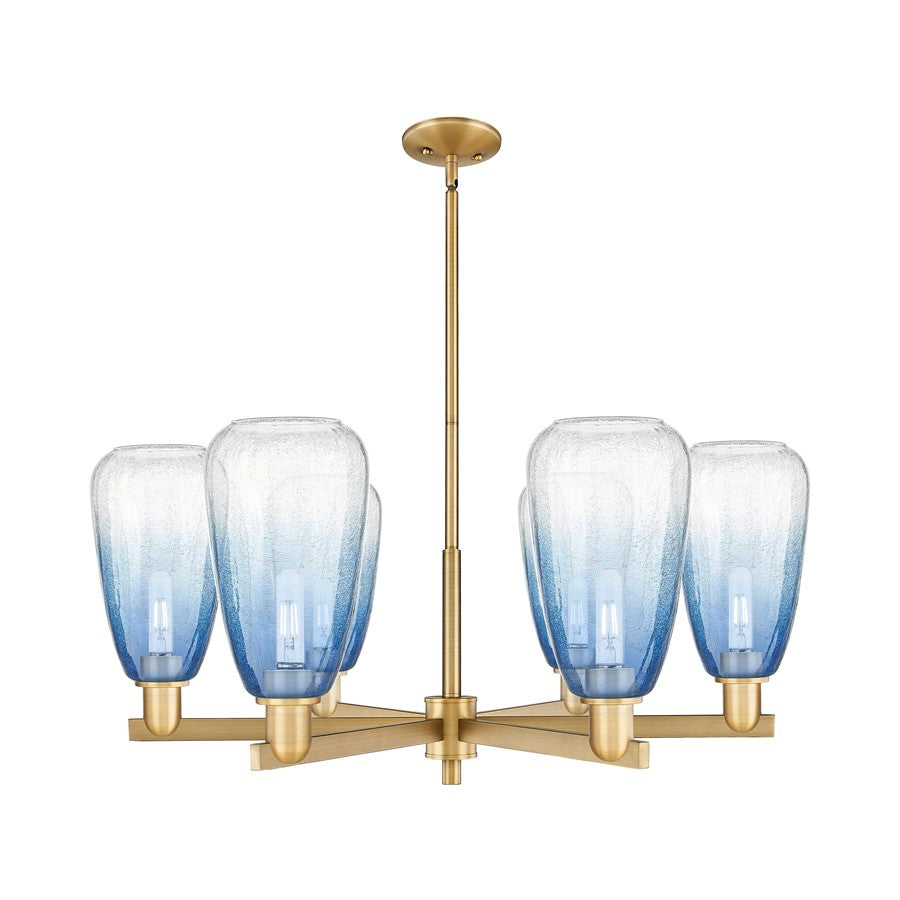 Innovations BH Almond 6Lt 24" Stem Chandelier, BB/SB - 716-6CR-BB-G480-6SB