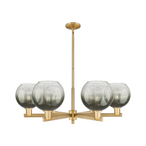 Innovations Brookhaven Globe 38in 6-Light Chandelier | Industrial Brushed Brass Steel and Slate Glass | Dining Room & Living | Model 716-6CR-BB-G483-8SL