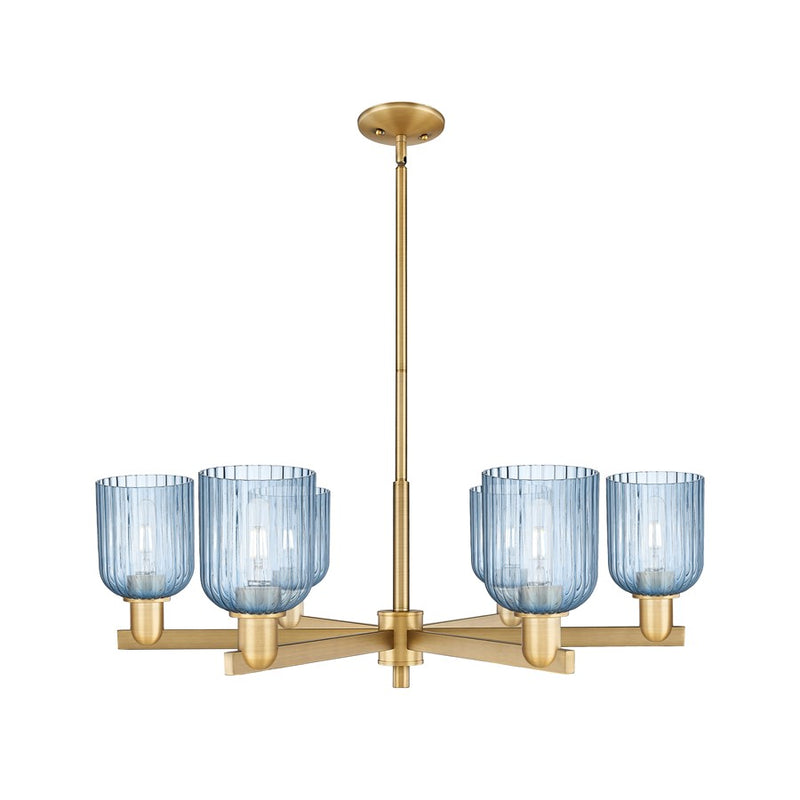 Innovations Bridal Veil 6Lt 35" Stem Chandelier, BB/Blue - 716-6CR-BB-G559-5BL