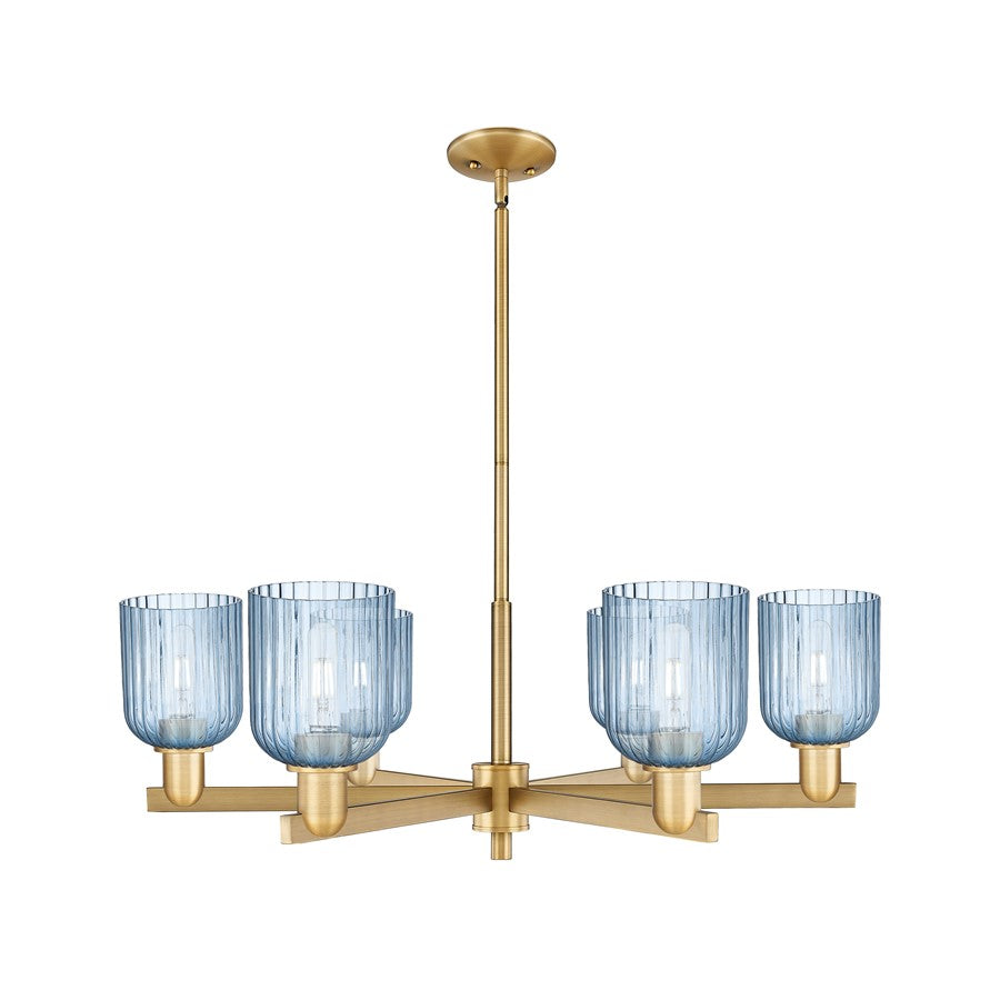 Innovations Bridal Veil 6Lt 35" Stem Chandelier, BB/Blue - 716-6CR-BB-G559-5BL