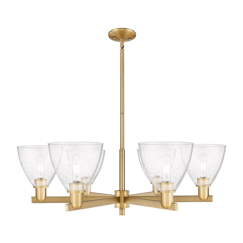 Innovations Bristol 37in 6-Light Chandelier | Industrial Brushed Brass Steel and Seedy Glass | Dining Room & Living Room | Model 716-6CR-BB-GBD-754