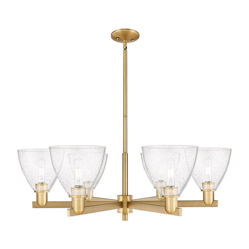 Innovations Bristol 37in 6-Light Chandelier | Industrial Brushed Brass Steel and Seedy Glass | Dining Room & Living Room | Model 716-6CR-BB-GBD-754