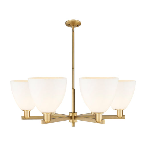 Innovations Bristol 39in 6-Light Chandelier | Industrial Brushed Brass Steel and Matte White Glass | Kitchen Island & Dining | Model 716-6CR-BB-GBD-91