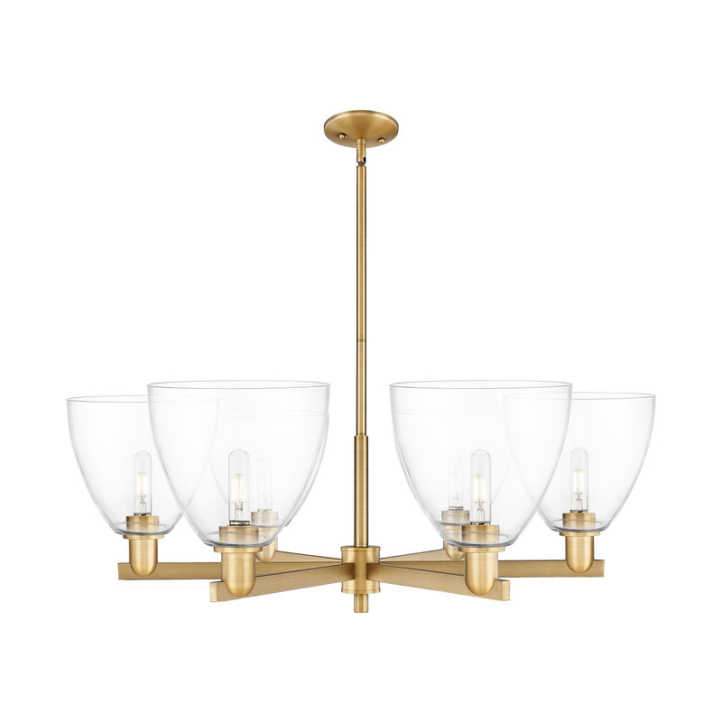 Innovations Bristol 39in 6-Light Chandelier | Industrial Brushed Brass Steel and Clear Glass | Dining Room & Living Room | Model 716-6CR-BB-GBD-92