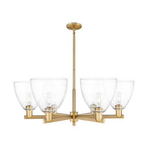 Innovations Bristol 39in 6-Light Chandelier | Industrial Brushed Brass Steel and Clear Glass | Dining Room & Living Room | Model 716-6CR-BB-GBD-92