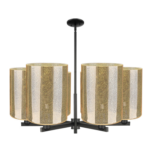 Innovations Cobbleskill 39in 6-Light Chandelier | Industrial Matte Black Steel and Mercury Glass Drum Shade | Dining Room & | Model 716-6CR-BK-G116-L