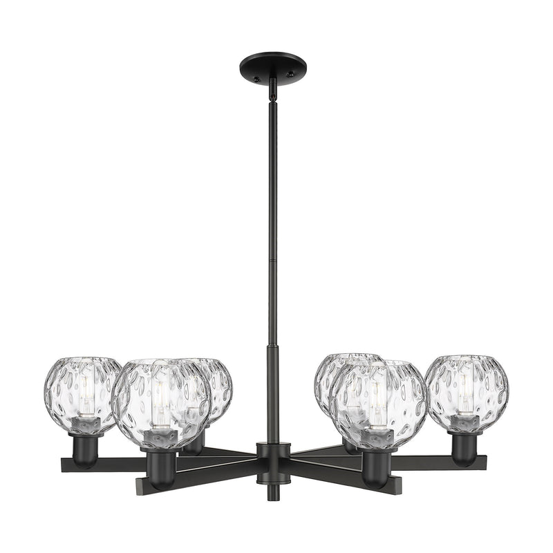 Innovations Athens Water Glass 36in 6-Light Chandelier | Industrial Matte Black Steel and Clear Glass | Dining Room & Living | Model 716-6CR-BK-G1215-6