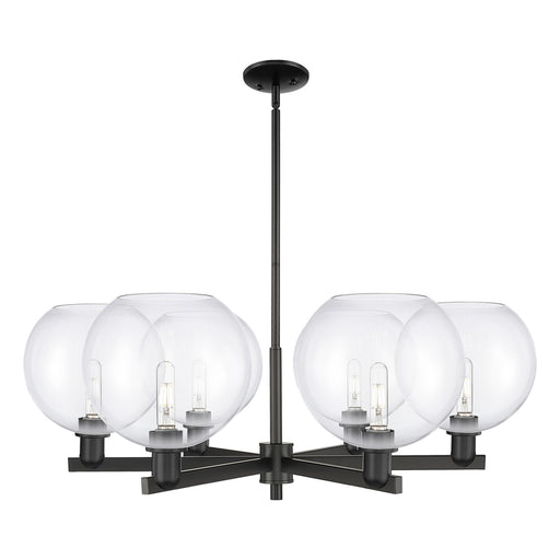 Innovations Athens 40in 6-Light Chandelier | Industrial Matte Black Steel and Clear Glass | Dining Room & Living Room | Model 716-6CR-BK-G122-10