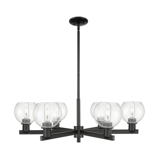 Innovations Athens 36in 6-Light Chandelier | Industrial Matte Black Steel and Clear Glass | Dining Room & Living Room | Model 716-6CR-BK-G122-6