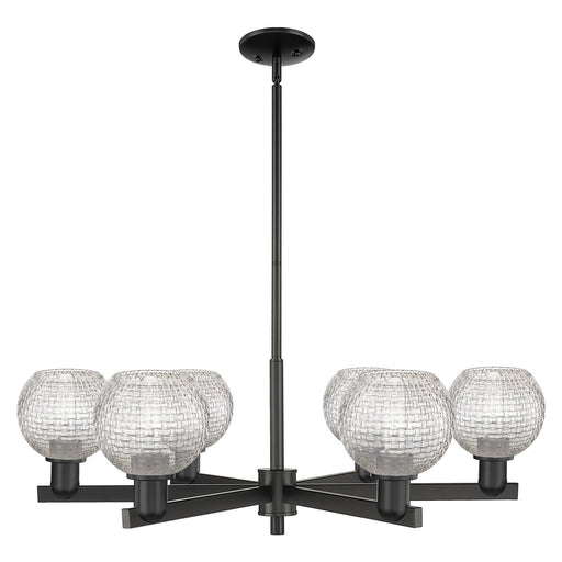 Innovations Athens 36in 6-Light Chandelier | Industrial Matte Black Steel and Clear Basket Weave Glass | Dining Room & Living | Model 716-6CR-BK-G122C-6CL