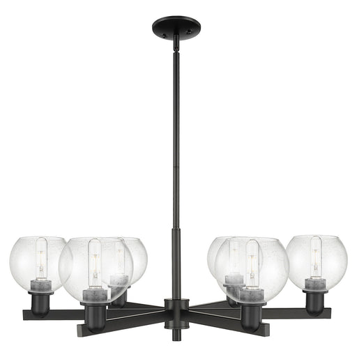 Innovations Athens 36in 6-Light Chandelier | Industrial Matte Black Steel and Seedy Glass | Dining Room & Living Room | Model 716-6CR-BK-G124-6