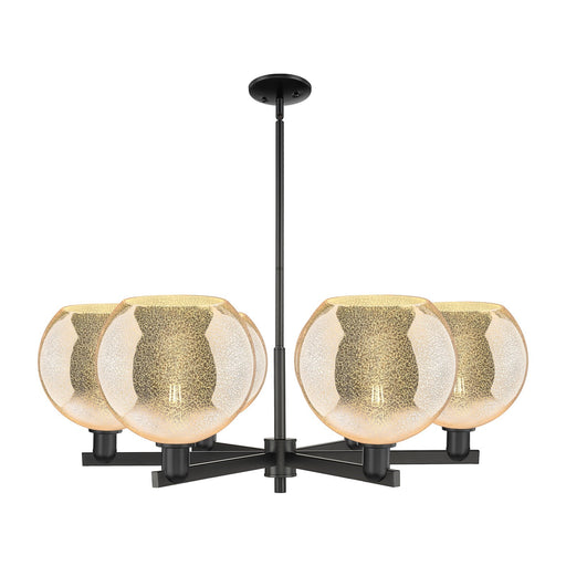 Innovations Athens 40in 6-Light Chandelier | Industrial Matte Black Steel and Mercury Glass | Dining Room & Living Room | Model 716-6CR-BK-G128-10