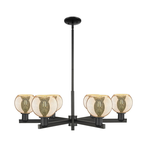 Innovations Athens 36in 6-Light Chandelier | Industrial Matte Black Steel and Mercury Glass | Dining Room & Living Room | Model 716-6CR-BK-G128-6