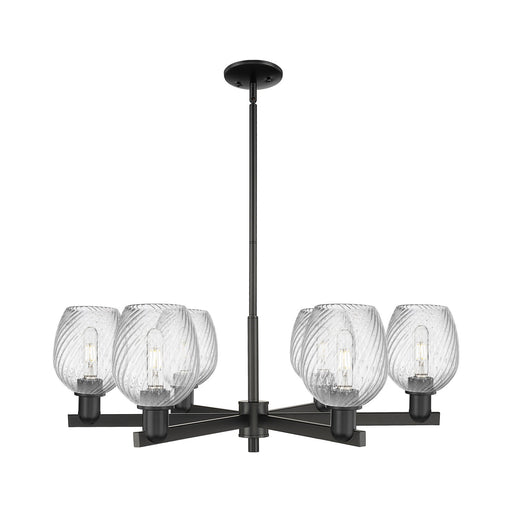 Innovations Salina 36in 6-Light Chandelier | Industrial Matte Black Steel and Clear Spiral Fluted Glass | Dining Room & Living | Model 716-6CR-BK-G292