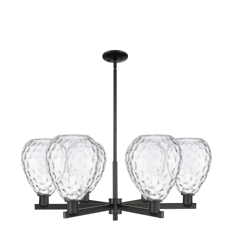Innovations Waverly 38in 6-Light Chandelier | Industrial Matte Black Steel and Clear Glass | Dining Room & Living Room | Model 716-6CR-BK-G372
