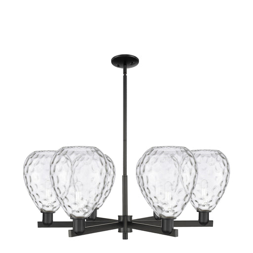 Innovations Waverly 38in 6-Light Chandelier | Industrial Matte Black Steel and Clear Glass | Dining Room & Living Room | Model 716-6CR-BK-G372
