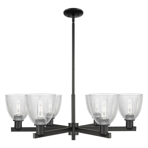 Innovations Castile 36in 6-Light Chandelier | Industrial Matte Black Steel and Clear Glass | Dining Room & Living Room | Model 716-6CR-BK-G382