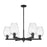 Innovations Preston 6Lt 24" Flute Stem Chandelier, BK/CL - 716-6CR-BK-G457-6CL