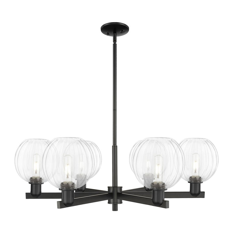 Innovations Preston 6Lt 24" Globe Stem Chandelier, BK/CL - 716-6CR-BK-G458-7CL