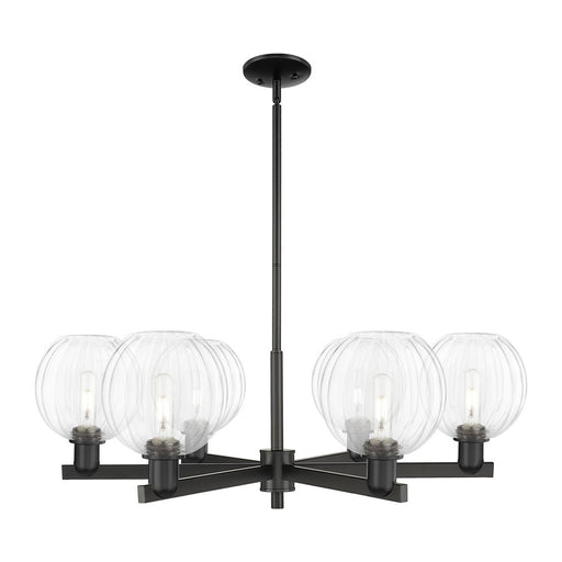 Innovations Preston 6Lt 24" Globe Stem Chandelier, BK/CL - 716-6CR-BK-G458-7CL