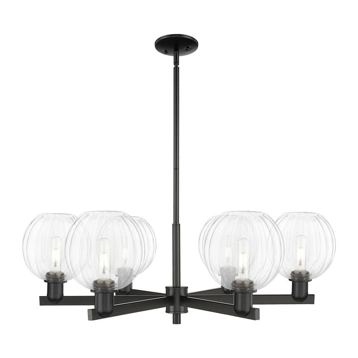Innovations Preston 6Lt 24" Globe Stem Chandelier, BK/CL - 716-6CR-BK-G458-7CL