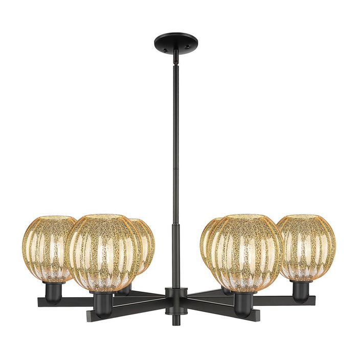 Innovations Preston 6Lt 24" Globe Stem Chandelier, BK/MC - 716-6CR-BK-G458-7ME