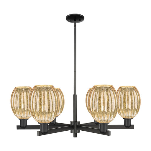Innovations Preston 6Lt 24" Bell Stem Chandelier, BK/MC - 716-6CR-BK-G459-6ME
