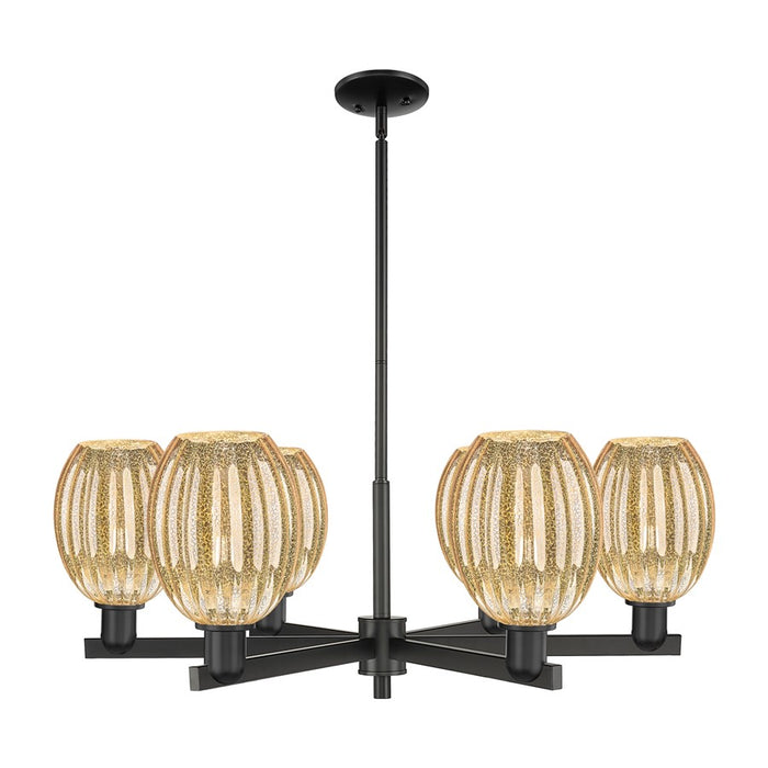 Innovations Preston 6Lt 24" Bell Stem Chandelier, BK/MC - 716-6CR-BK-G459-6ME