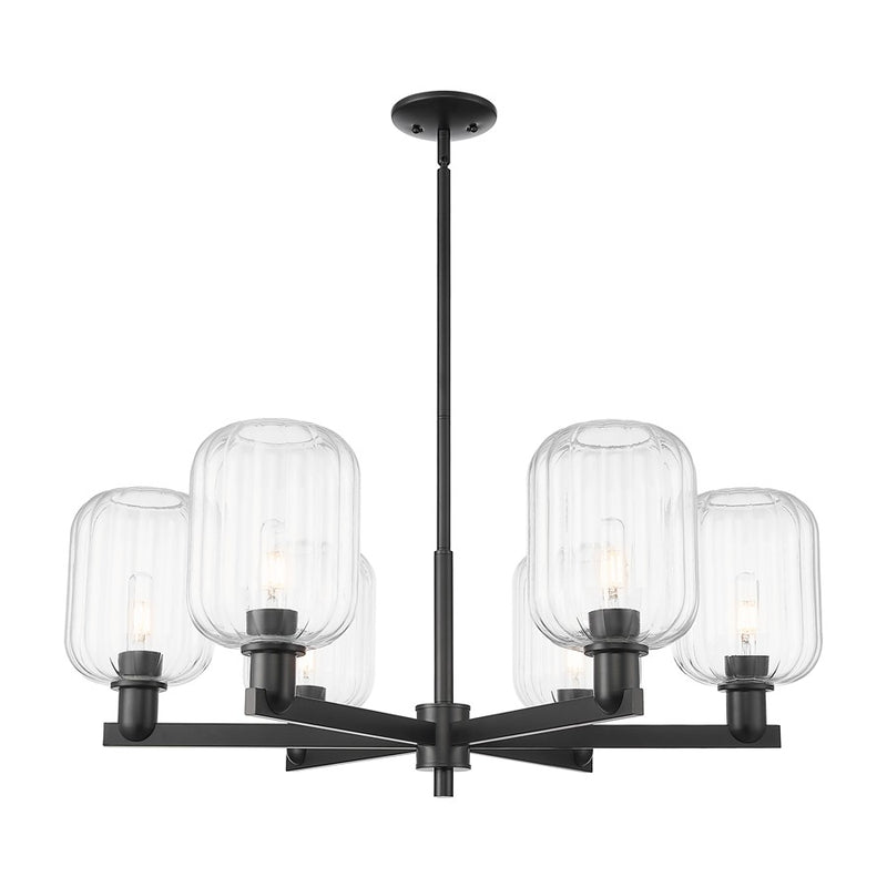 Innovations Preston 6Lt 24" Jar Stem Chandelier, BK/Clear - 716-6CR-BK-G460-7CL