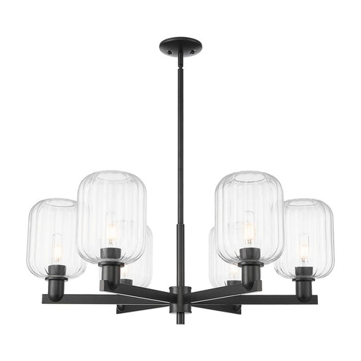 Innovations Preston 6Lt 24" Jar Stem Chandelier, BK/Clear - 716-6CR-BK-G460-7CL