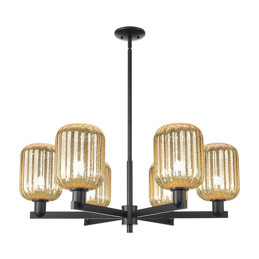 Innovations Preston 6Lt 24" Jar Stem Chandelier, BK/MC - 716-6CR-BK-G460-7ME