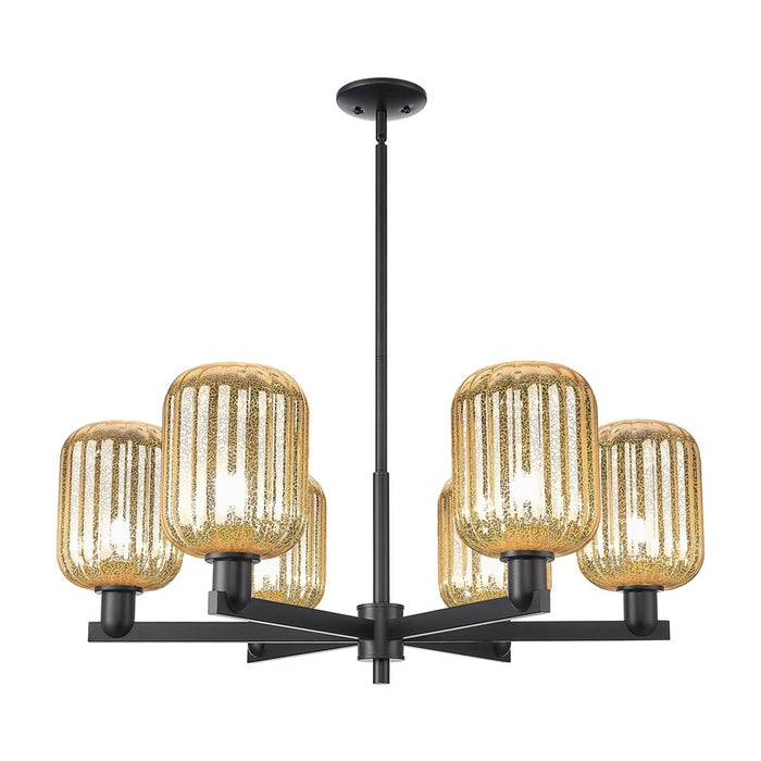 Innovations Preston 6Lt 24" Jar Stem Chandelier, BK/MC - 716-6CR-BK-G460-7ME