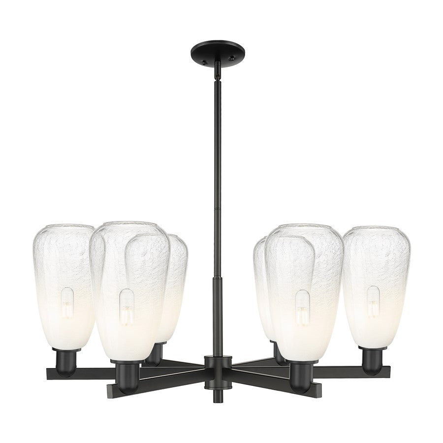 Innovations BH Almond 6Lt 24" Stem Chandelier, BK/OP - 716-6CR-BK-G480-6OP