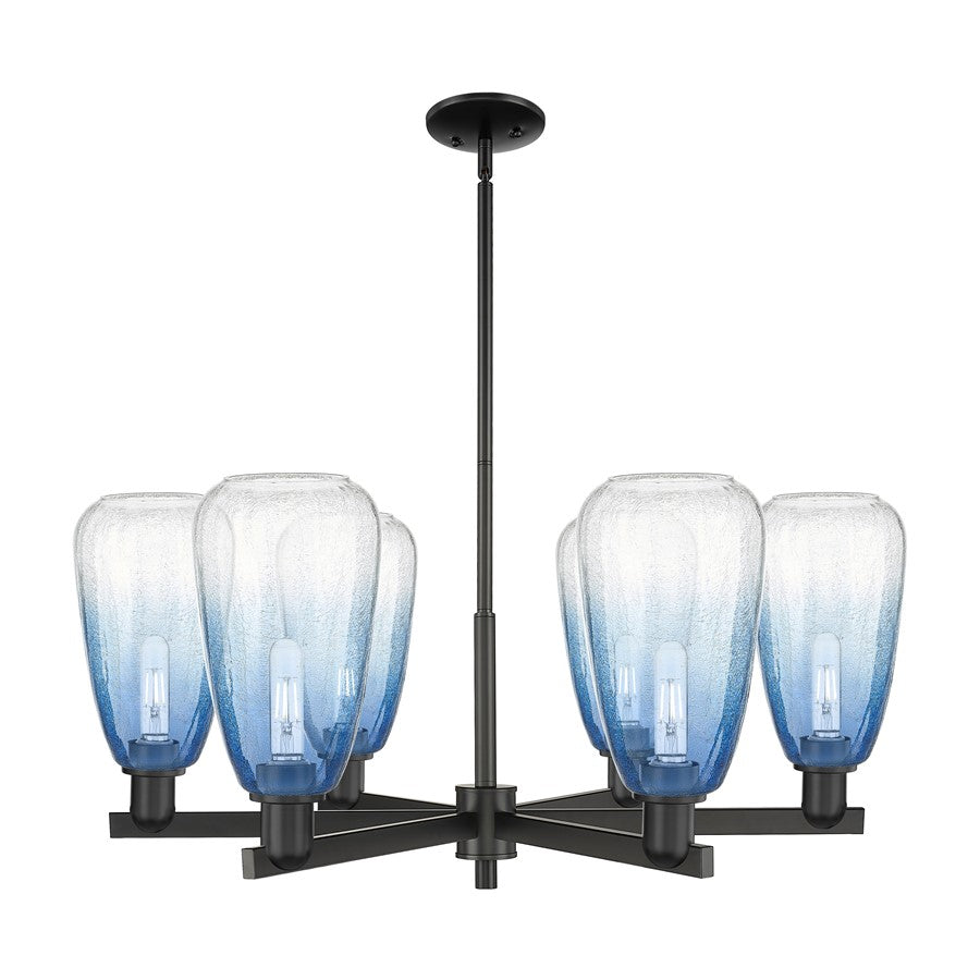 Innovations BH Almond 6Lt 24" Stem Chandelier, BK/SB - 716-6CR-BK-G480-6SB