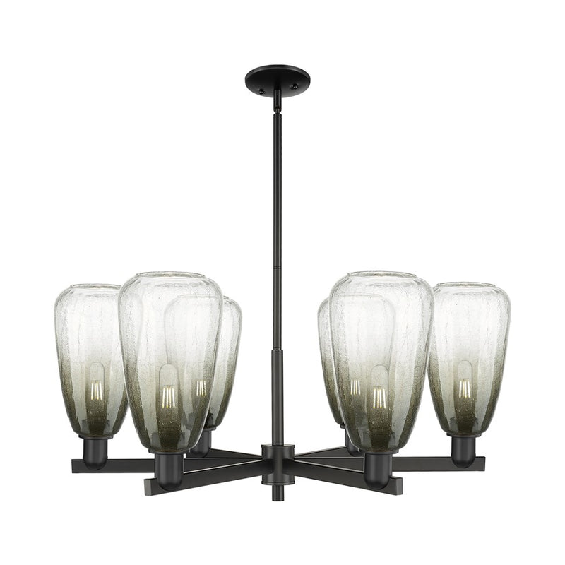 Innovations BH Almond 6Lt 24" Stem Chandelier, BK/SL - 716-6CR-BK-G480-6SL