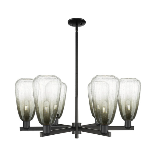 Innovations BH Almond 6Lt 24" Stem Chandelier, BK/SL - 716-6CR-BK-G480-6SL