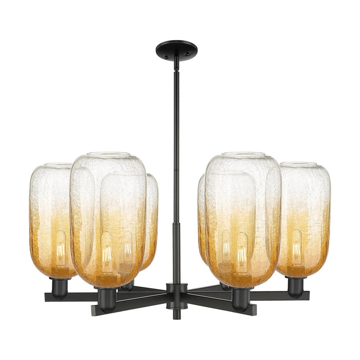 Innovations BH Cloche 6Lt 24" Stem Chandelier, BK/AM - 716-6CR-BK-G482-7AM