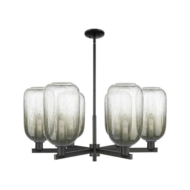Innovations BH Cloche 6Lt 24" Stem Chandelier, BK/SL - 716-6CR-BK-G482-7SL