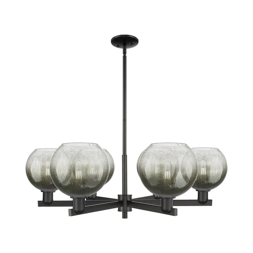 Innovations Brookhaven Globe 38in 6-Light Chandelier | Industrial Matte Black Steel and Slate Glass | Dining Room & Living | Model 716-6CR-BK-G483-8SL