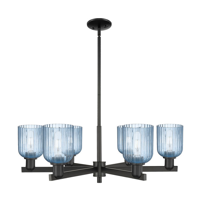 Innovations Bridal Veil 6Lt 35" Stem Chandelier, BK/BL - 716-6CR-BK-G559-5BL
