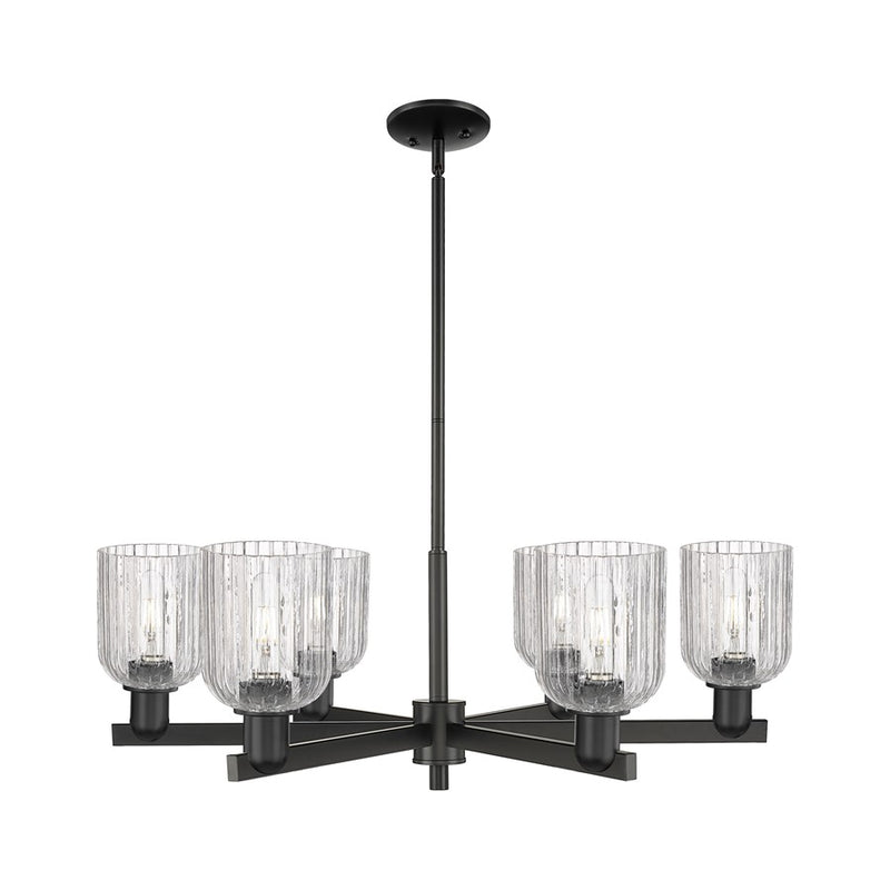 Innovations Bridal Veil 6Lt 35" Stem Chandelier, BK/Clear - 716-6CR-BK-G559-5CL