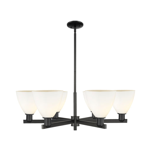 Innovations Bristol 37in 6-Light Chandelier | Industrial Matte Black Steel and Matte White Glass | Dining Room & Living Room | Model 716-6CR-BK-GBD-751