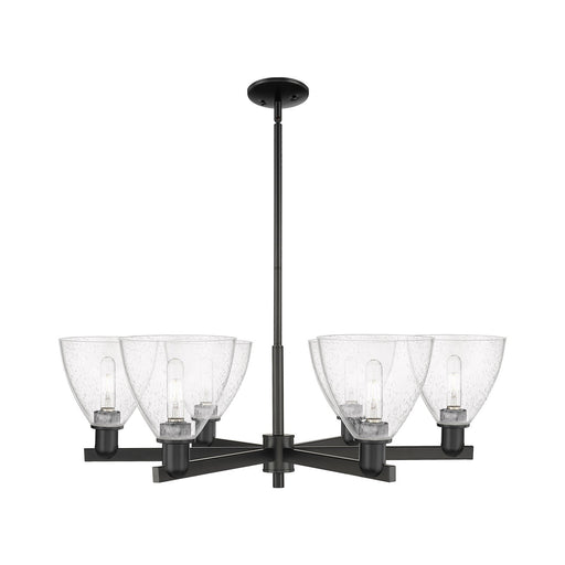 Innovations Bristol 37in 6-Light Chandelier | Industrial Matte Black Steel and Seedy Glass | Dining Room & Living Room | Model 716-6CR-BK-GBD-754
