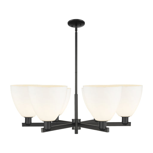 Innovations Bristol 39in 6-Light Chandelier | Industrial Matte Black Steel and Matte White Glass | Dining Room & Living Room | Model 716-6CR-BK-GBD-91