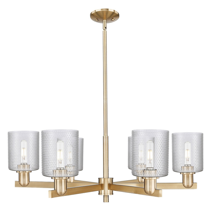 Innovations Cobbleskill 35in 6-Light Chandelier | Industrial Champagne Bronze Steel and Clear Glass | Dining Room & Living Room | Model 716-6CR-CB-G112