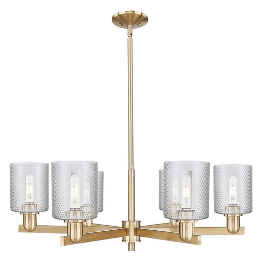 Innovations Cobbleskill 35in 6-Light Chandelier | Industrial Champagne Bronze Steel and Clear Glass | Dining Room & Living Room | Model 716-6CR-CB-G112