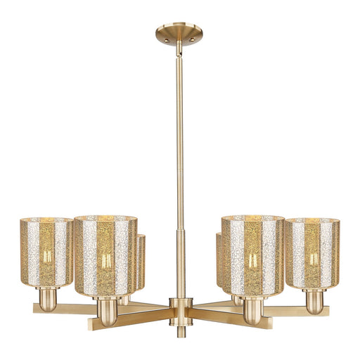 Innovations Cobbleskill 35in 6-Light Chandelier | Industrial Champagne Bronze Steel and Mercury Glass Drum Shade | Dining Room & | Model 716-6CR-CB-G116