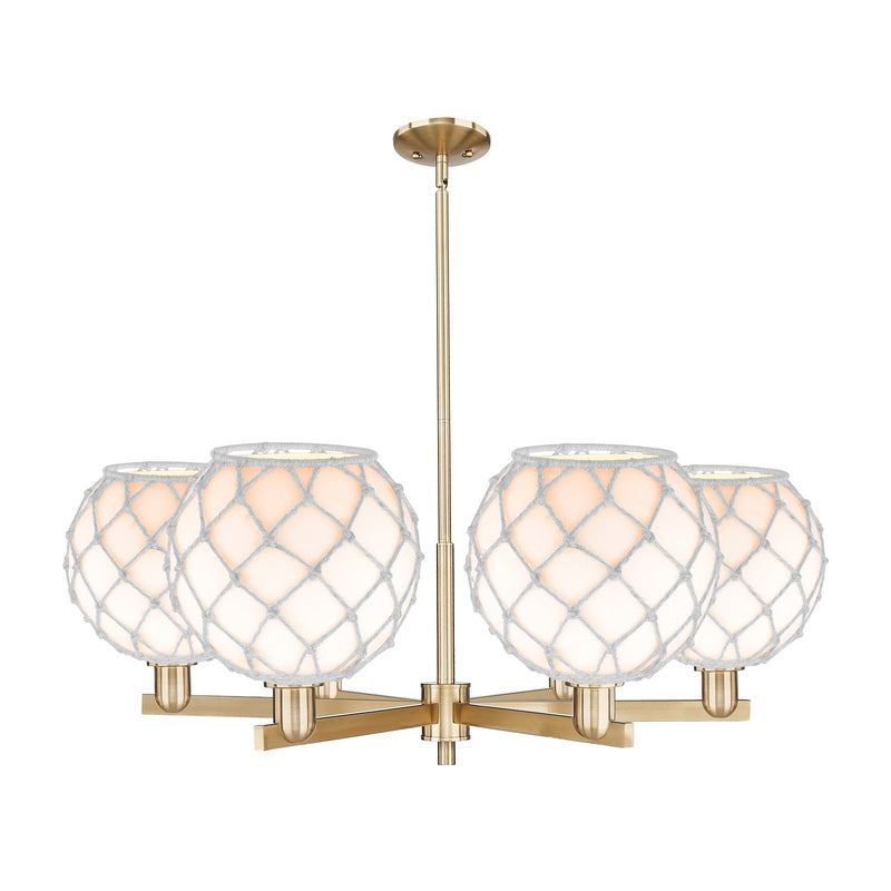 Innovations Farmhouse Rope 40in 6-Light Chandelier | Industrial Champagne Bronze Steel and White Glass with Rope | Dining | Model 716-6CR-CB-G121-10RW