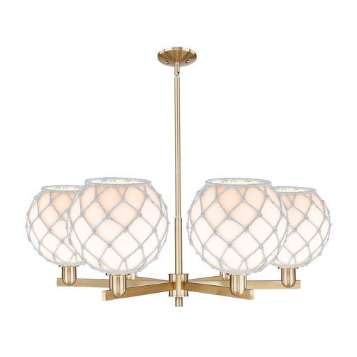Innovations Farmhouse Rope 40in 6-Light Chandelier | Industrial Champagne Bronze Steel and White Glass with Rope | Dining | Model 716-6CR-CB-G121-10RW